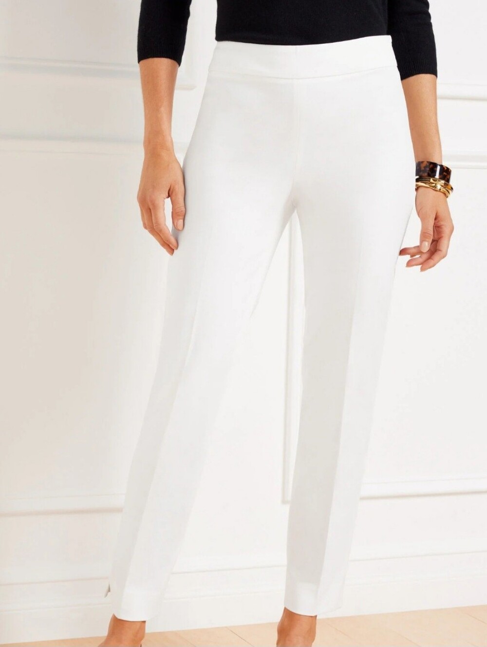 Talbots White Chatham Cotton Bi-Stretch Slim Ankle Pants - Size 14